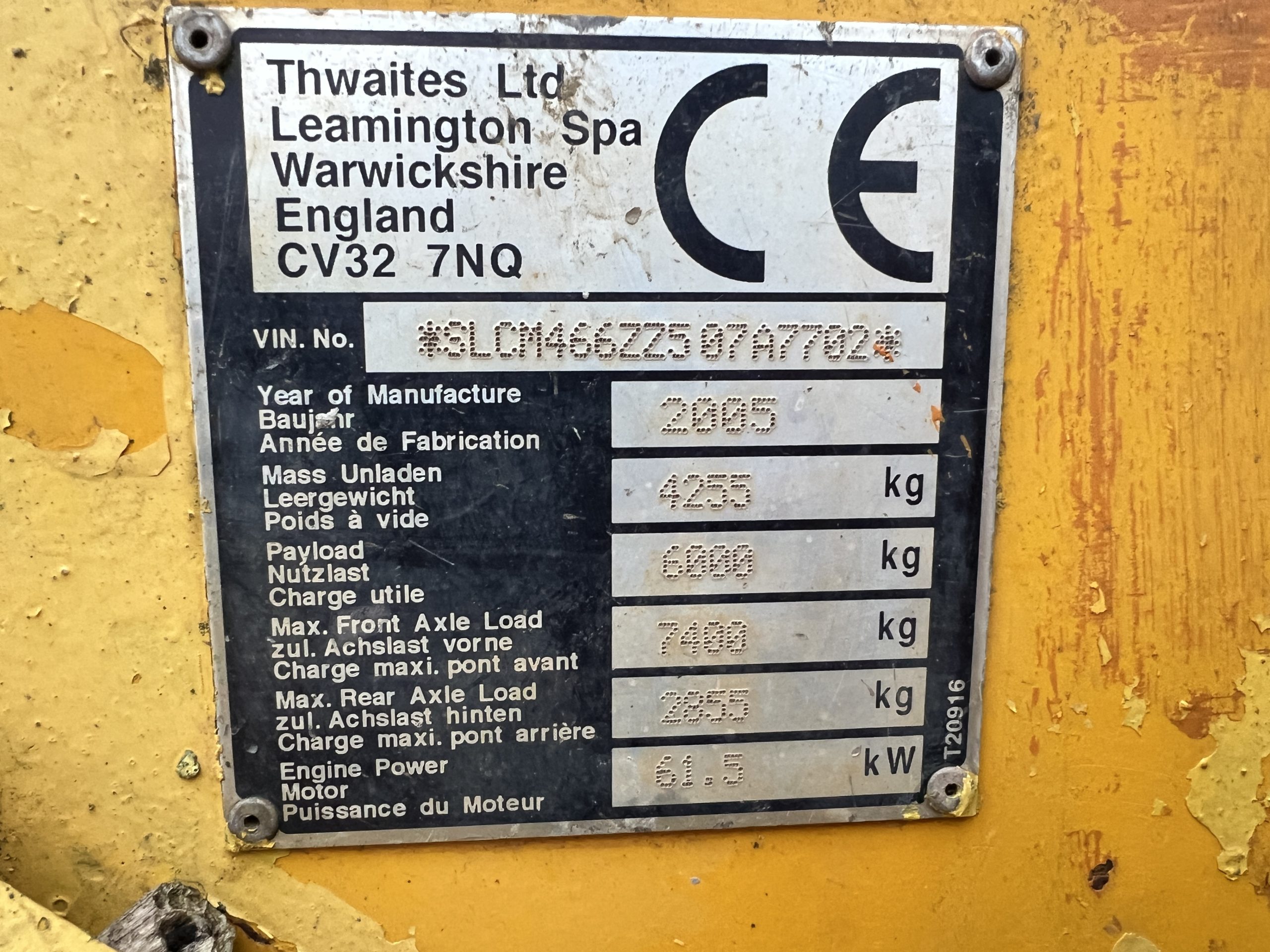 THWAITES 6T DUMPER 2005 - used plant for sale at J Hawes Ltd - view 9