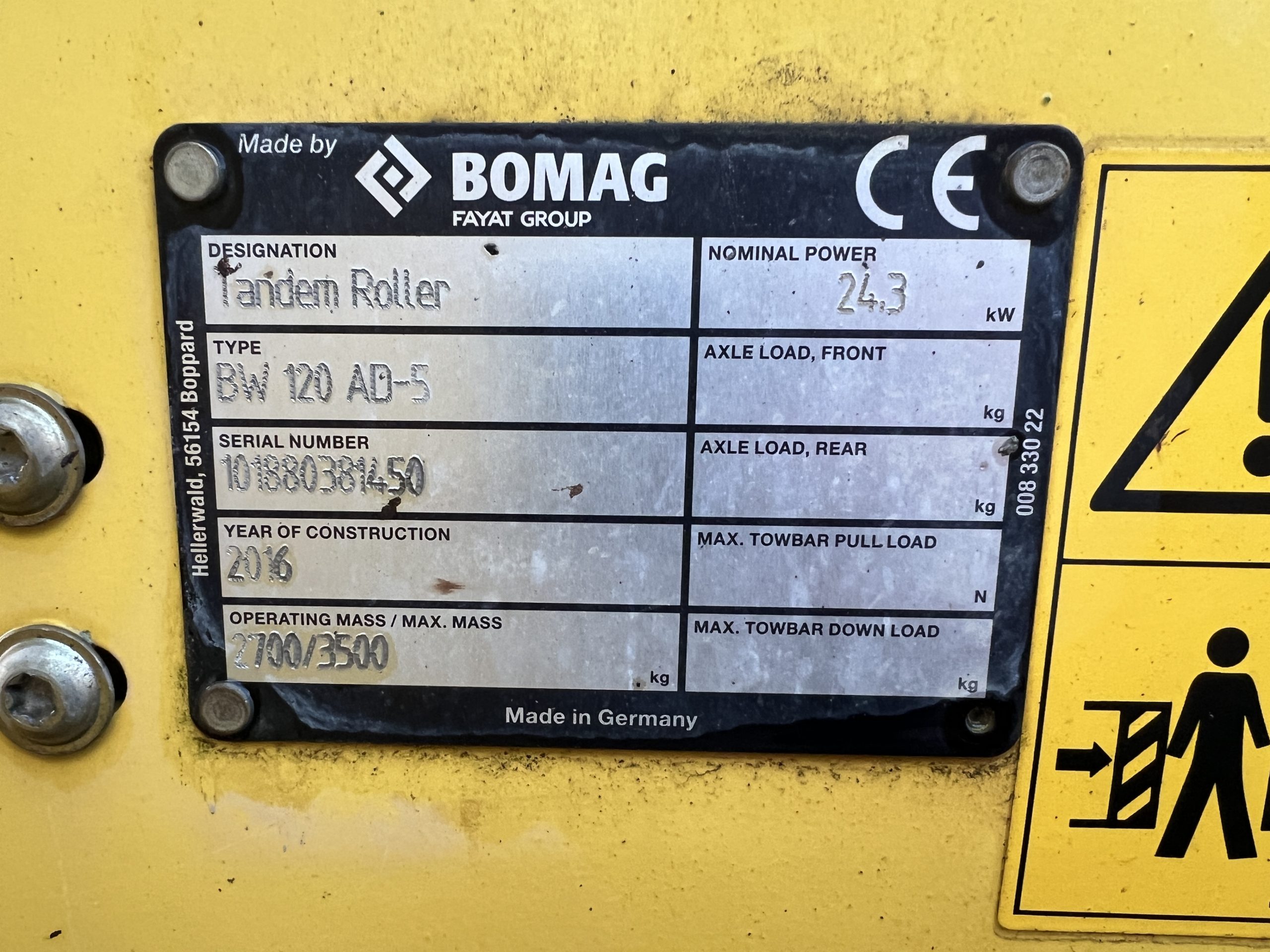 BOMAG BW120AD-5 ROLLER 2016 - used plant for sale at J Hawes Ltd - view 11