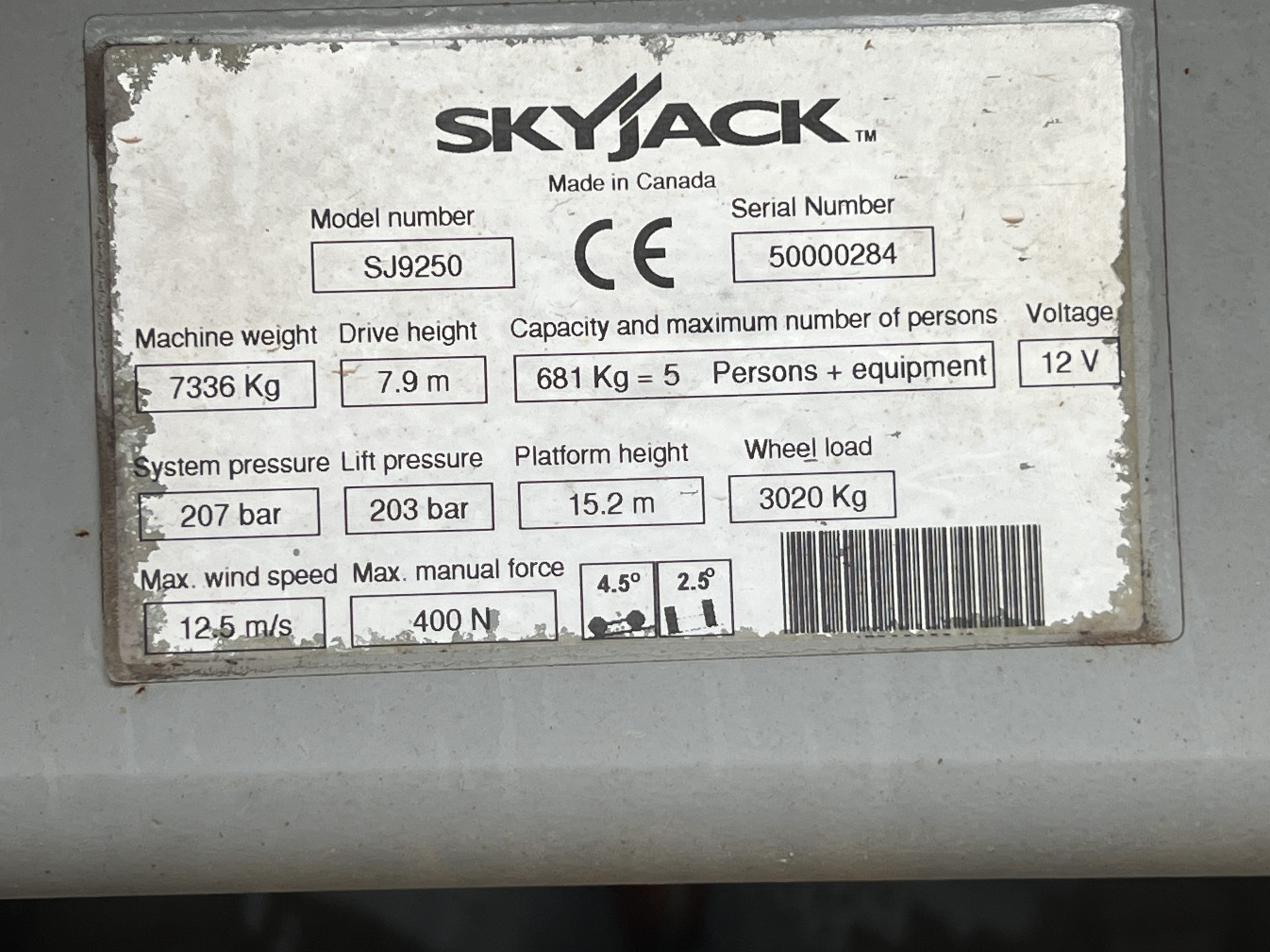 SKYJACK SJ9250 ROUGH TERRAIN SCISSOR 2008 - used plant for sale at J Hawes Ltd - view 9