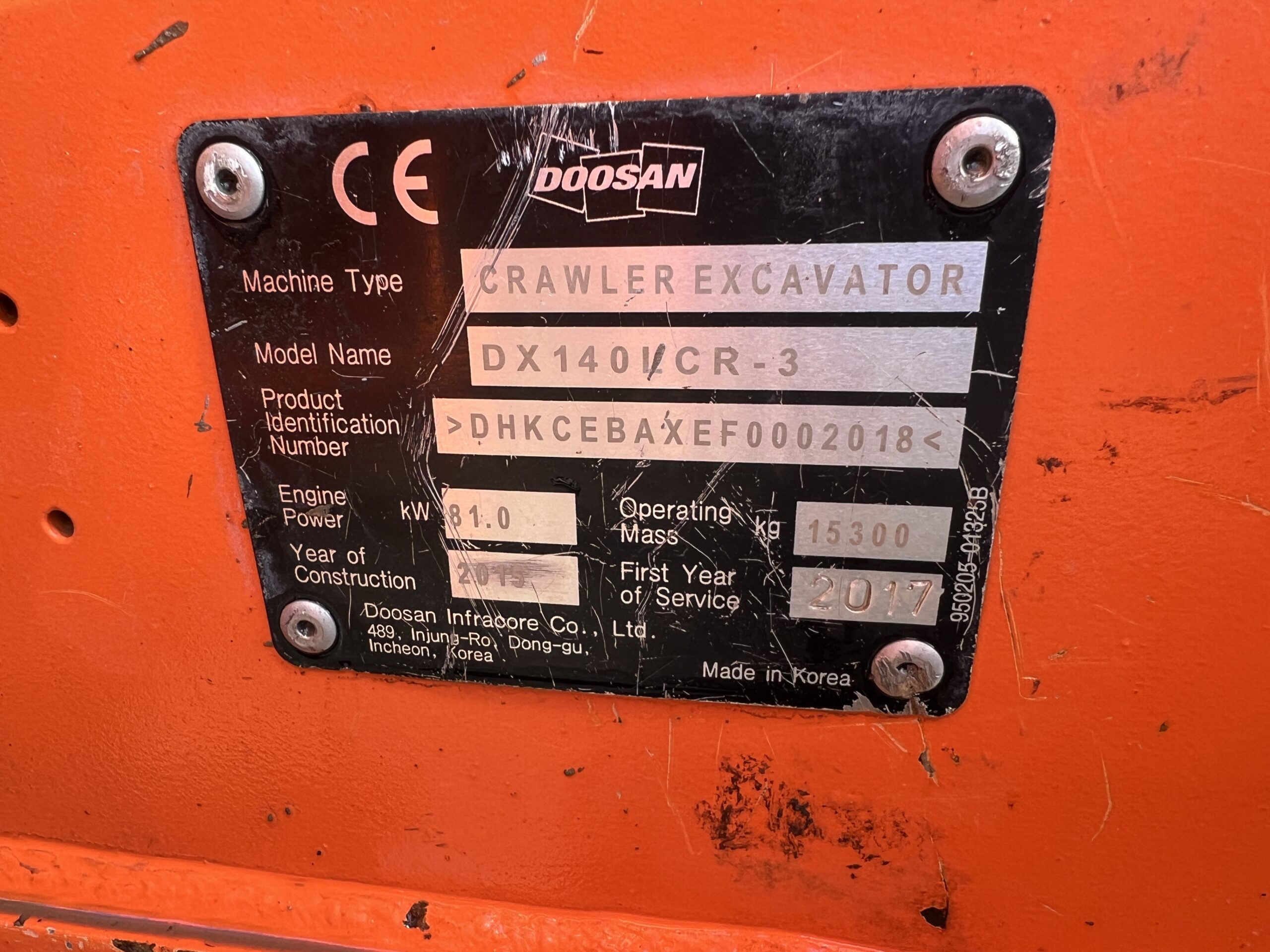 DOOSAN DX140LCR-3 2017 - used plant for sale at J Hawes Ltd - view 18