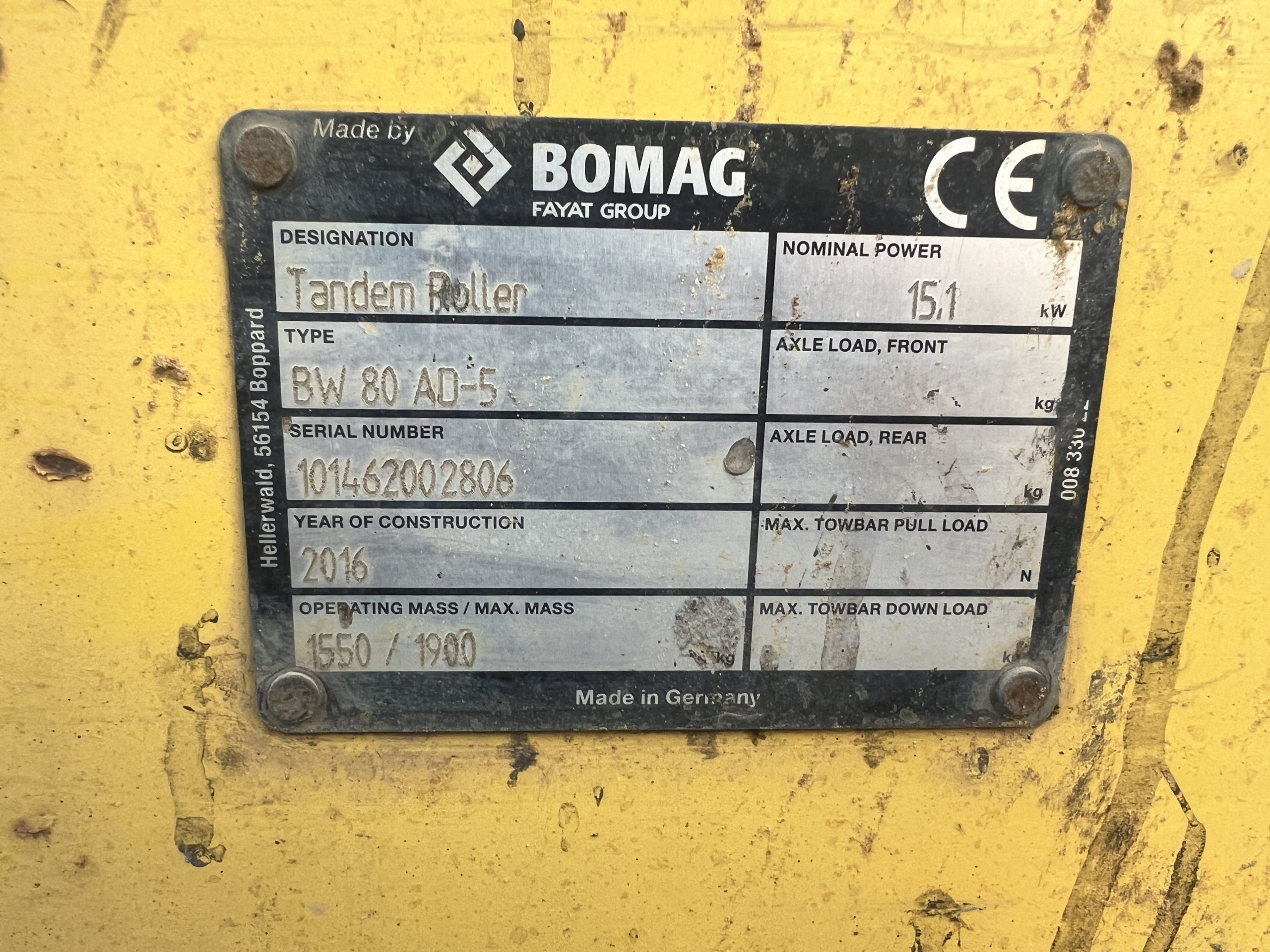 BOMAG BW80AD-5 2016 - used plant for sale at J Hawes Ltd - view 12